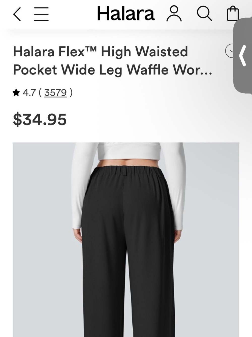31. HALARA Black High-Waist Wide Leg Trousers - Picture 3 of 4